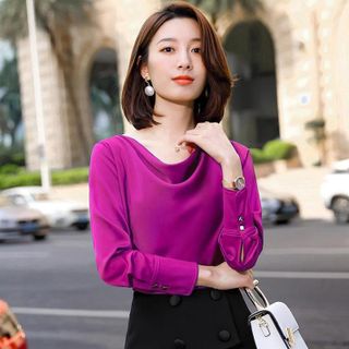 Áo Sơ Mi Công Sở Cổ Đỗ Cổ Tay Dài Thanh Lịch