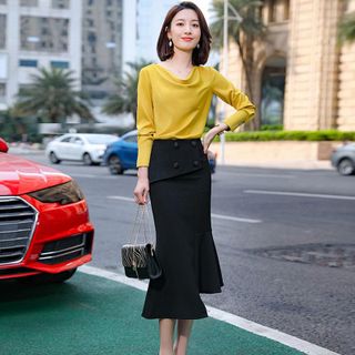 Áo Sơ Mi Công Sở Cổ Đỗ Cổ Tay Dài Thanh Lịch