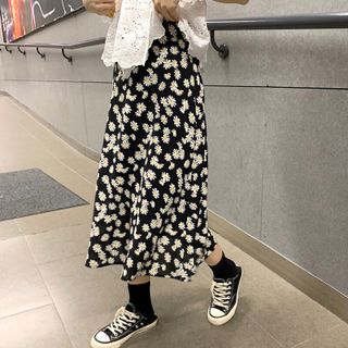 Chân váy Maxi ulzzang hoa cúc hàn quốc
