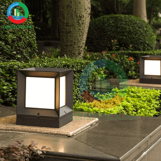 Đèn trụ cổng Led vuông lớn 4 mặt dùng năng lượng mặt trời - Tự sáng không dùng điện