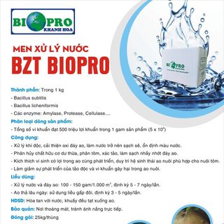 MEN VI SINH NGUYÊN LIỆU CHO THỦY SẢN BZT BIOPRO