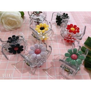Kẹp càng cua trong suốt đính hoa ( 5 răng)