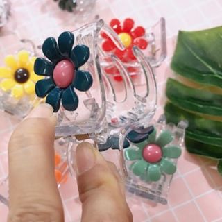 Kẹp càng cua trong suốt đính hoa ( 5 răng)
