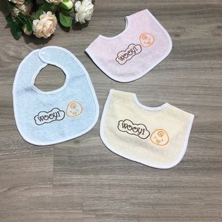 Túi 3 yếm ăn dặm vuông cotton sợi tre Wooji