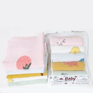 Túi 5 khăn sữa sợi tre Wooji kích thước 30x30cm