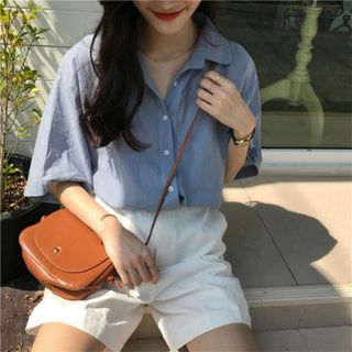 Áo smi ngắn tay màu xanh dương