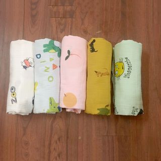 Chăn hè cho bé 2 in 1 sợi tre 4 lớp 100x110cm