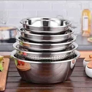 vSET 5 MÓN RỔ VÀ THAU INOX CAO CẤP. giá sỉ