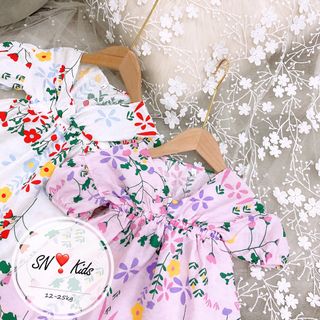 Ri 7 - Váy đũi cổ V tay bồng cho bé