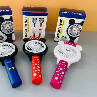 QUẠT MINI TÍCH ĐIỆN SẠC USB CẦM TAY BỎ GIỎ XÁCH HÌNH CHUỘT MICKEY CÓ NÚT BẬT ĐÈN LED CAO CẤP BAO CHECK HÀNG