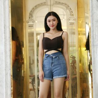 Short jean cạp kiểu