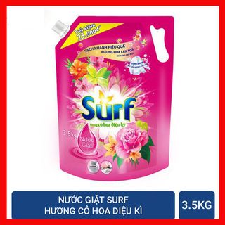 Nước giặt Surf hương sương mai/Hoa cỏ dịu mát túi 3.5kg (Mẫu mới có vòi)