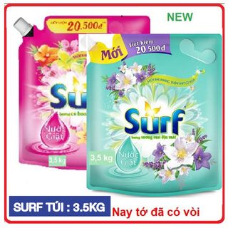 Nước giặt Surf hương sương mai/Hoa cỏ dịu mát túi 3.5kg (Mẫu mới có vòi) giá sỉ