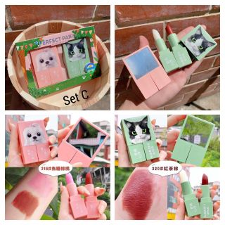 Set Son Chó Mèo Perfect Party sét 2 son kèm gương