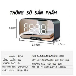 Loa bluetooth kiêm đồng Hồ báo thức và máy đo độ ẩm