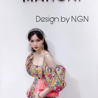 Vây hoa lệch vai chất đẹp