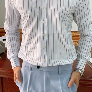 Áo Sơ Mi - Áo Sơ mi Nam kẻ - Chất liệu lụa cao cấp, chất vải mềm mịn, dáng slimfit trẻ