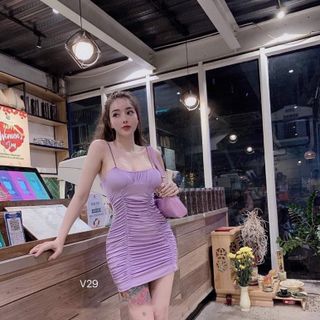 Đầm body nhún hai dây