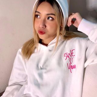 Áo hoodie nữ nỉ ngoại in SWE Love You