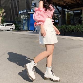 Áo kiểu bẹt vai nơ Bướm