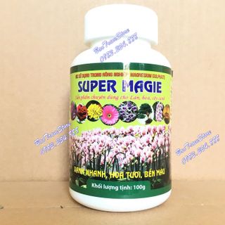 Phân bón Super Magie - Magnesium sunphat hũ 100g, giúp cây xanh nhanh, hoa tươi, bền màu, sản phẩm chuyên dùng cho hoa lan, cây cảnh.