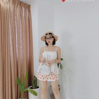 Set bộ short áo lụa trắng + CV hoa - Mua set bộ short thời trang giá sỉ