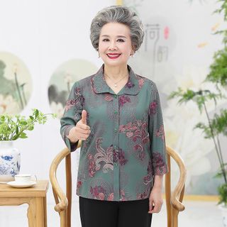 Áo sơ mi trung niên nữ thời trang, phối hoa trẻ trung NV0168
