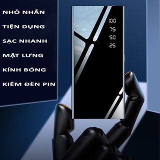 Sạc dự phòng mặt kính 30000mAh có đèn pin và hiển thị % pin giá sỉ