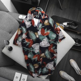 ÁO SƠ MI HOA LÁ CỔ VEST