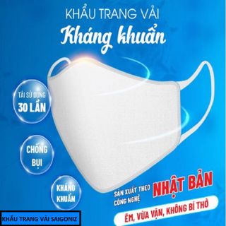 Khẩu trang vải kháng khuẩn, chống tia UV 3 lớp