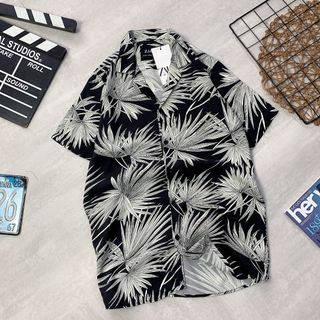 ÁP SƠ MI ĐEN LÁ TRẮNG CỔ VEST