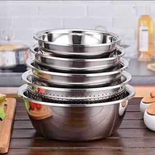 Bộ rổ inox kèm tô set 5 món giá sỉ