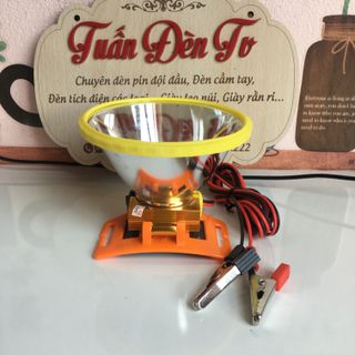 Đèn đội đầu kẹp bình ắc quy 12V ánh sáng vàng