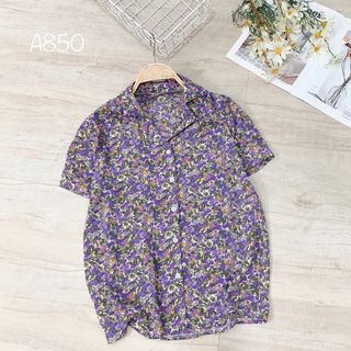 Áo sơmi cổ bẻ pijjama form rộng hoa vintage