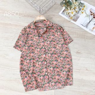 Áo sơmi cổ bẻ pijjama form rộng hoa vintage