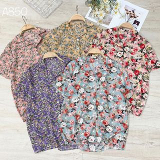 Áo sơmi cổ bẻ pijjama form rộng hoa vintage