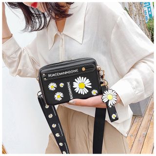 Túi đeo chéo dáng cốp họa tiết hoa cúc thời trang dây đeo bản to size 18cm VIDEO