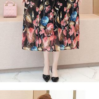 Đầm vintage in hoa 3D nền nã phối ren sang trọng