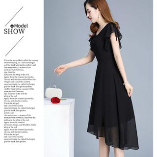 Đầm maxi cổ tim tay cánh tiên màu đen có đủ size