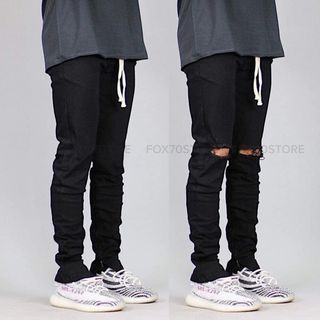 Quần Jean Đen Rách Gối Zipper