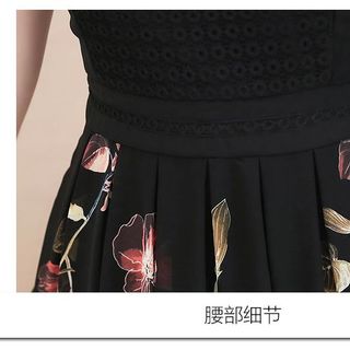 Đầm xòe in hoa 3D phối ren cao cấp