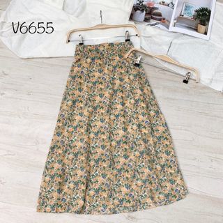 Chân váy voan hoa Form midi suông A nhẹ nhàng
