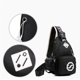 Túi đeo chéo unisex đa năng nhiều ngăn tiện dụng có cổng USB phong cách năng động VIDEO