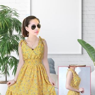 Đầm Cổ tim cột dây
