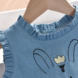 Đầm bé gái vải giả jean, chất cotton 65-35