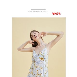 VNN74-Váy ngủ hoa chéo lưng