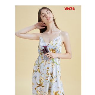 VNN74-Váy ngủ hoa chéo lưng