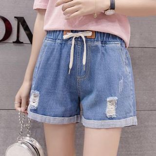 Quần Short Jean nữ lưng chun, sờn rách trẻ trung NV0246 giá sỉ