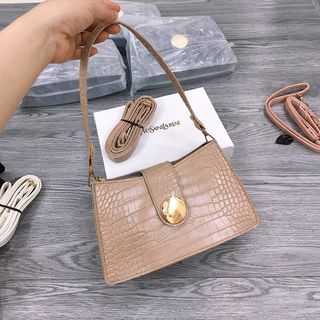 Túi kẹp nách, đeo chéo da sần quai nhựa thời trang