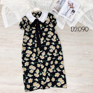 Đầm suông cổ sen bèo hoa cúc